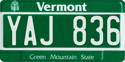 VT license plate YAJ836