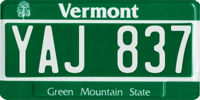 VT license plate YAJ837