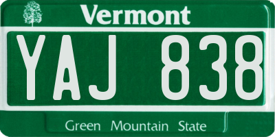 VT license plate YAJ838