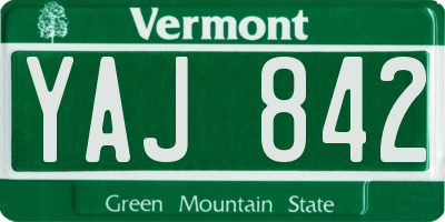 VT license plate YAJ842