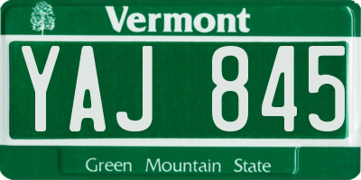 VT license plate YAJ845