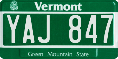 VT license plate YAJ847