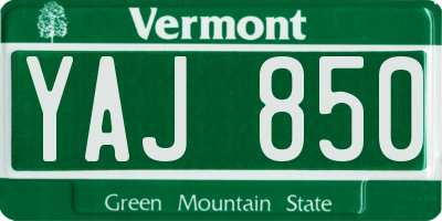 VT license plate YAJ850
