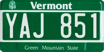 VT license plate YAJ851