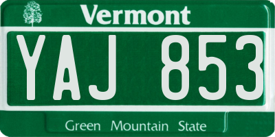 VT license plate YAJ853