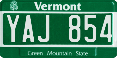 VT license plate YAJ854