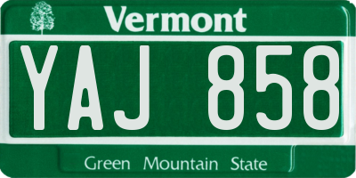 VT license plate YAJ858
