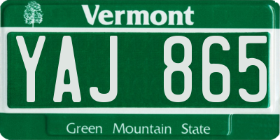 VT license plate YAJ865