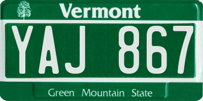 VT license plate YAJ867