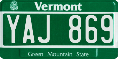VT license plate YAJ869