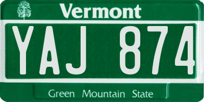 VT license plate YAJ874