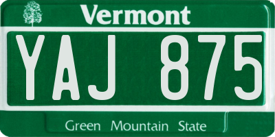 VT license plate YAJ875