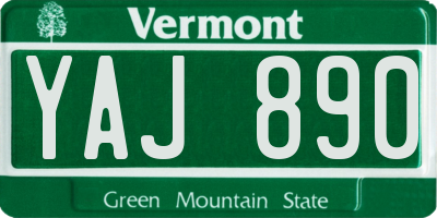 VT license plate YAJ890