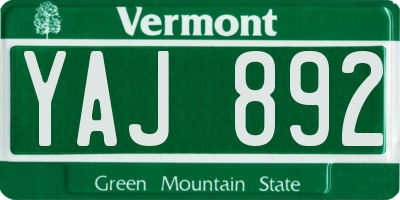 VT license plate YAJ892