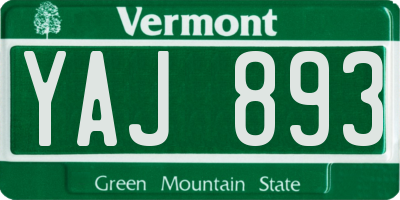 VT license plate YAJ893