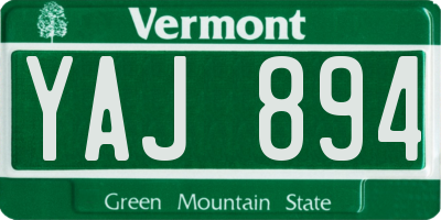 VT license plate YAJ894