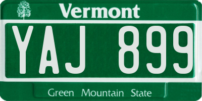 VT license plate YAJ899