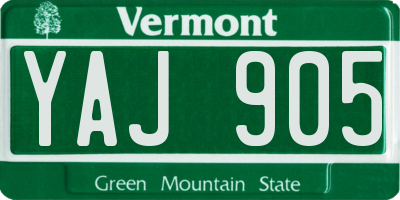 VT license plate YAJ905