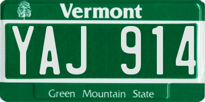 VT license plate YAJ914