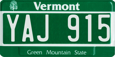 VT license plate YAJ915