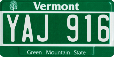 VT license plate YAJ916