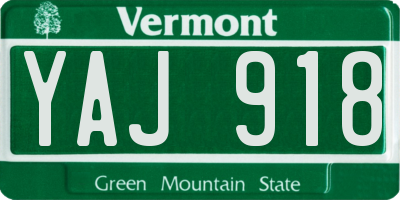 VT license plate YAJ918