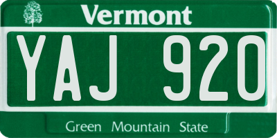 VT license plate YAJ920