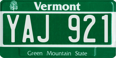 VT license plate YAJ921