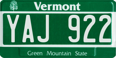 VT license plate YAJ922