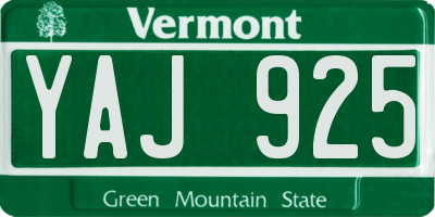 VT license plate YAJ925