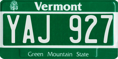 VT license plate YAJ927
