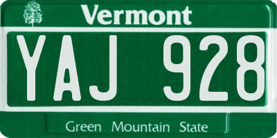 VT license plate YAJ928