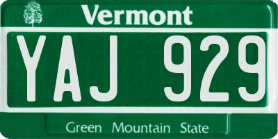 VT license plate YAJ929