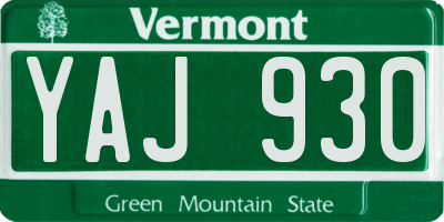 VT license plate YAJ930