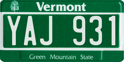 VT license plate YAJ931