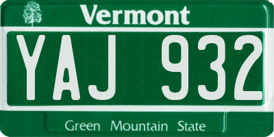 VT license plate YAJ932