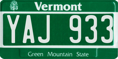 VT license plate YAJ933