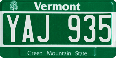 VT license plate YAJ935