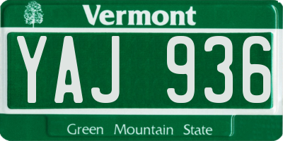 VT license plate YAJ936