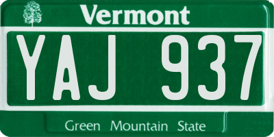VT license plate YAJ937