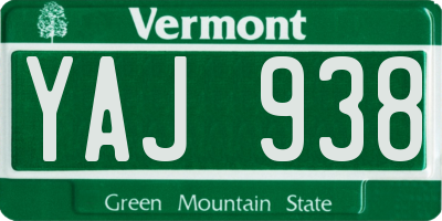 VT license plate YAJ938