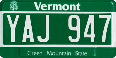 VT license plate YAJ947