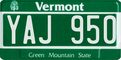 VT license plate YAJ950