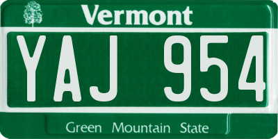 VT license plate YAJ954