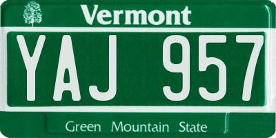 VT license plate YAJ957