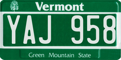VT license plate YAJ958