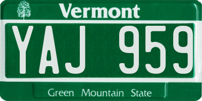 VT license plate YAJ959