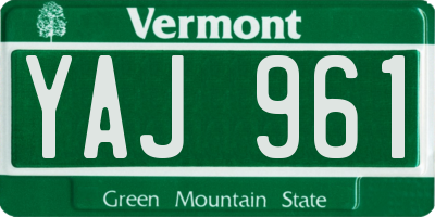 VT license plate YAJ961