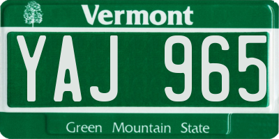 VT license plate YAJ965