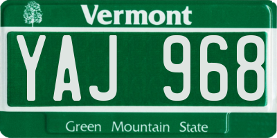 VT license plate YAJ968